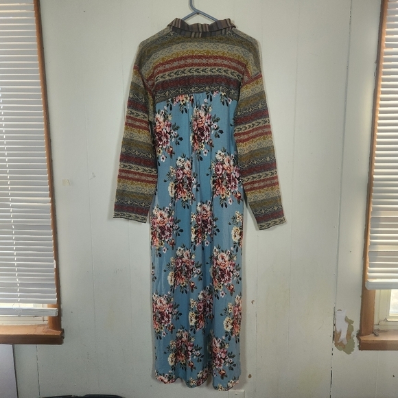 Aratta Silent Journey Mixed Print Long Sleeve Dress Size Medium Anthro Boho - Picture 2 of 16